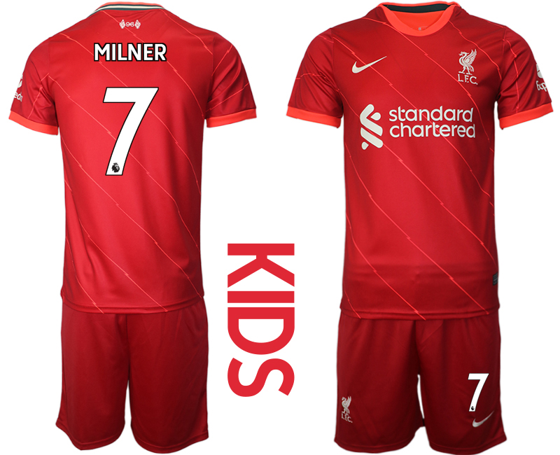 Youth 2021-2022 Club Liverpool home red #7 Soccer Jersey